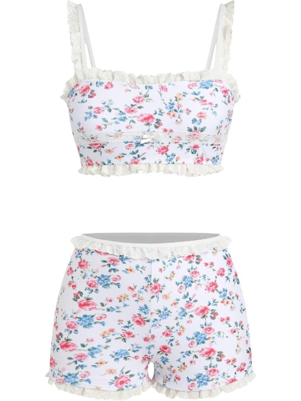 Ruffle 2 Piece Bikini Set for Women - Back Strap Bathing Suit, Swimwear